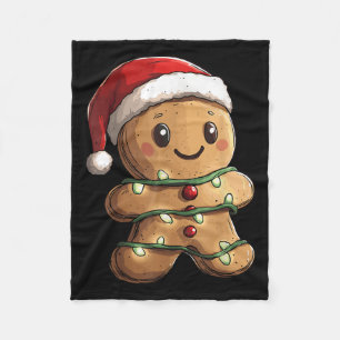 Funny Gingerbread Man Cookie Santa Hat Christmas K Fleece Blanket