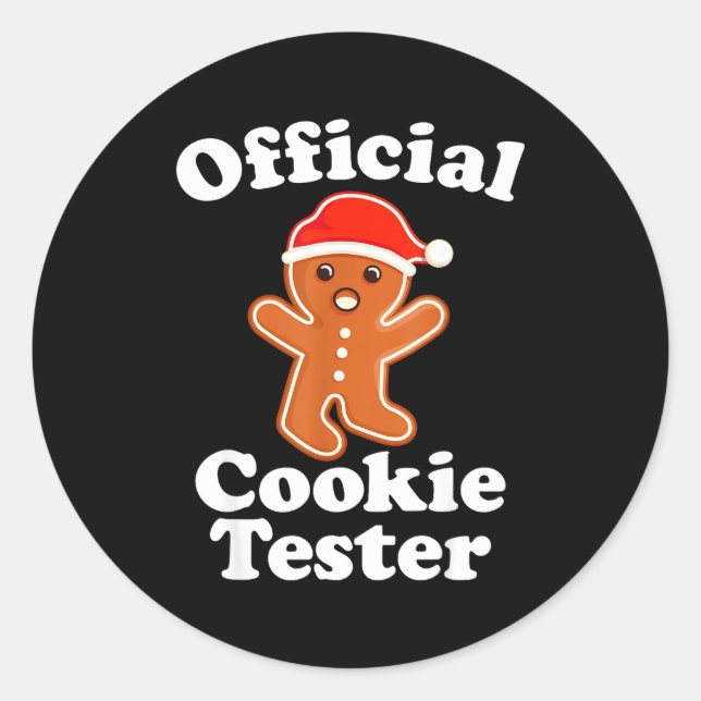 Funny Gingerbread Man Cookie Tester Christmas  Classic Round Sticker (Front)