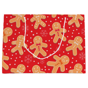 Funny Gingerbread man cookies pattern  Large Gift Bag