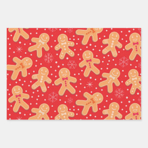 Funny Gingerbread man cookies pattern  Wrapping Paper Sheet