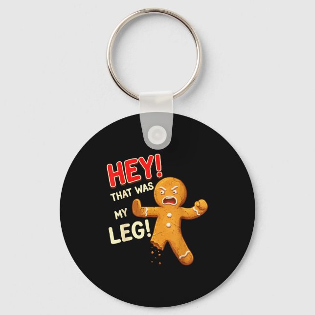 Funny Gingerbread Man Cookies That Was My Leg Cook Key Ring (Front)
