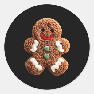 Funny Gingerbread Man Crochet Christmas Xmas Pajam Classic Round Sticker