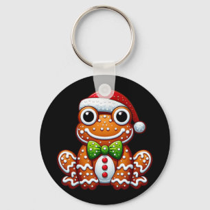 Funny Gingerbread Man Frog Christmas Womens Mens K Key Ring