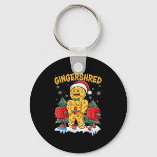 Funny Gingerbread Man Gingershred Gym Bodybuilding Key Ring