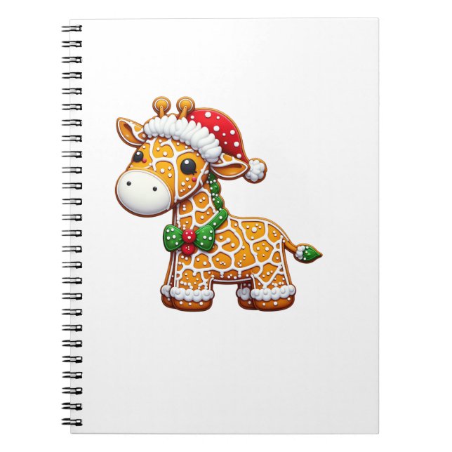 Funny Gingerbread Man Giraffe Christmas Womens Men Notebook (Front)
