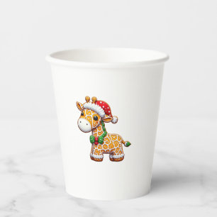 Funny Gingerbread Man Giraffe Christmas Womens Men Paper Cups