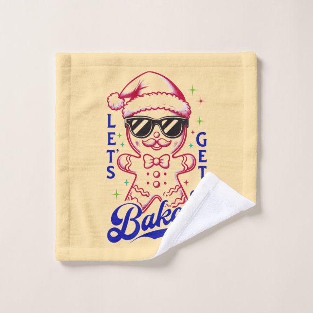 Funny Gingerbread Man - Let's Get Baked Wash Cloth (Wash Cloth)