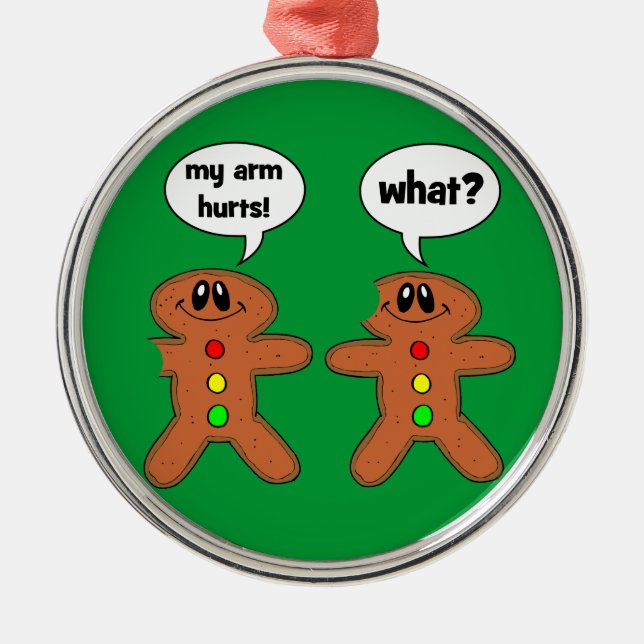 funny gingerbread man metal tree decoration (Front)