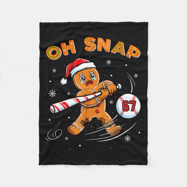 Funny Gingerbread Man Oh Snap 67 Baseball Meme Fun Fleece Blanket (Front)