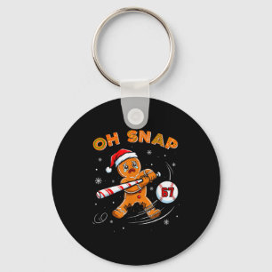 Funny Gingerbread Man Oh Snap 67 Baseball Meme Fun Key Ring