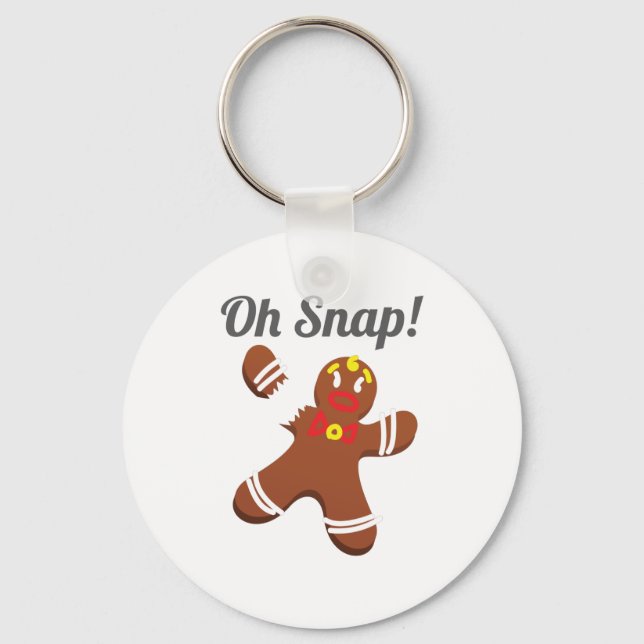Funny Gingerbread Man Oh Snap Christmas Gift Key Ring (Front)