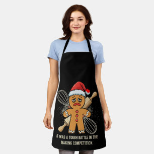 Funny Gingerbread Man "Tough Battle Baking Apron