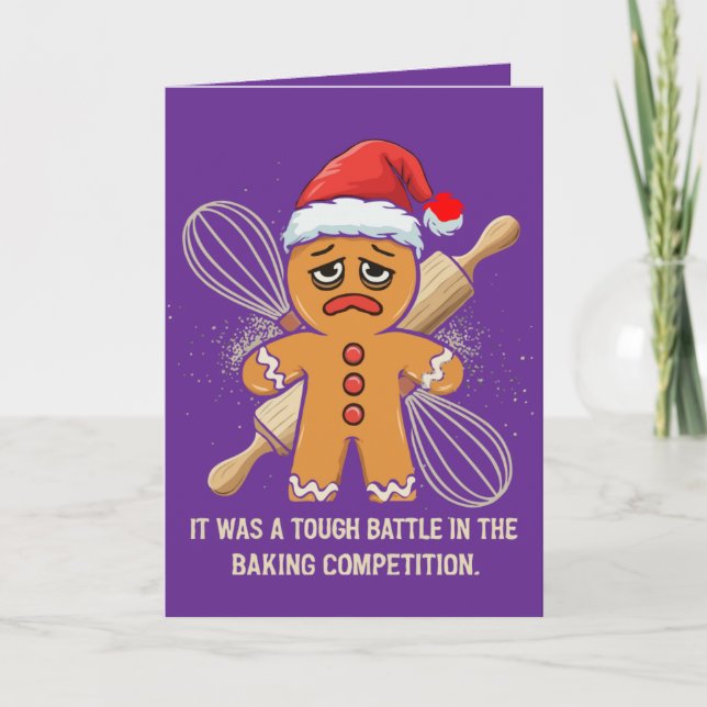 Funny Gingerbread Man "Tough Battle Baking  Card (Front)