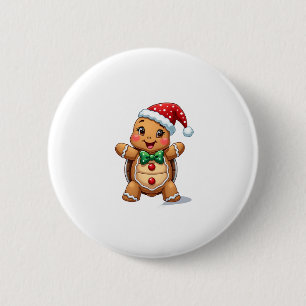 Funny Gingerbread Man Turtle Christmas Womens Mens 6 Cm Round Badge