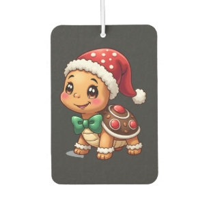 Funny Gingerbread Man Turtle Christmas Womens Mens Car Air Freshener