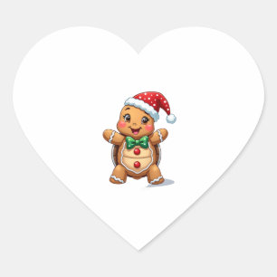 Funny Gingerbread Man Turtle Christmas Womens Mens Heart Sticker