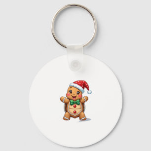Funny Gingerbread Man Turtle Christmas Womens Mens Key Ring