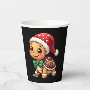 Funny Gingerbread Man Turtle Christmas Womens Mens Paper Cups