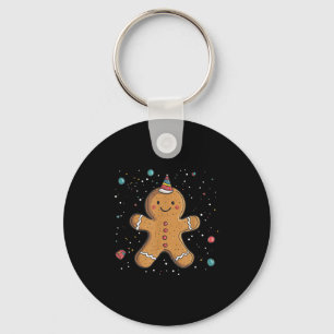 Funny Gingerbread Man With Party Hat Costume  Key Ring