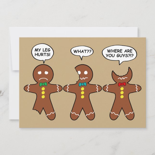 Funny Gingerbread Men Cookies Holiday Humour Card (Front)