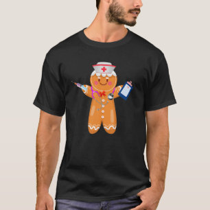 Funny Gingerbread Nurse Stethoscope Syringe Merry T-Shirt