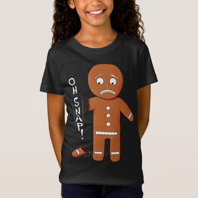 Funny Gingerbread Oh Snap Christmas Pun T-Shirt (Front)