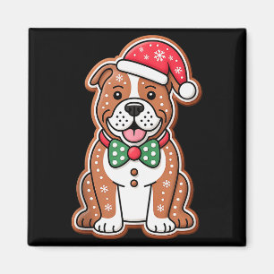 Funny Gingerbread Pitbull Dog Christmas Womens Men Magnet