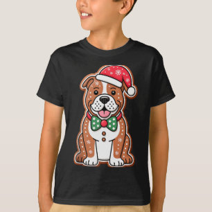 Funny Gingerbread Pitbull Dog Christmas Womens Men T-Shirt