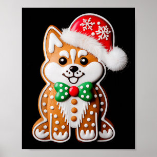 Funny Gingerbread Siberian Husky Dog Christmas Wom Poster