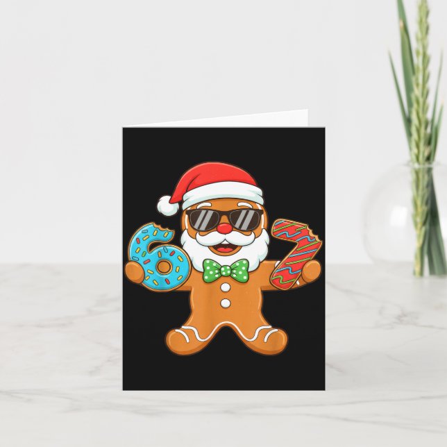 Funny Gingerbread Six Seven 67 Christmas Ice Cream Card (Front)