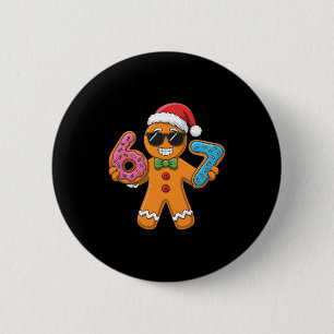 Funny Gingerbread Six Seven 67 Ice Cream Christmas 6 Cm Round Badge