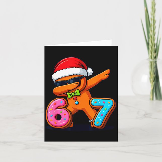 Funny Gingerbread Six Seven 67 Ice Cream Drip Chri Card (Front)