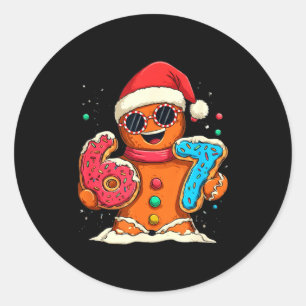 Funny Gingerbread Six Seven 67 Ice Cream Drip Chri Classic Round Sticker
