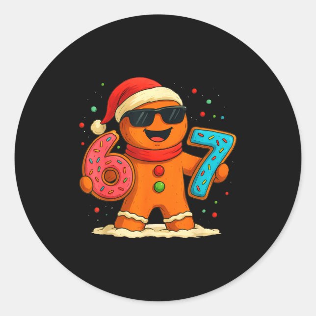 Funny Gingerbread Six Seven 67 Ice Cream Drip Chri Classic Round Sticker (Front)