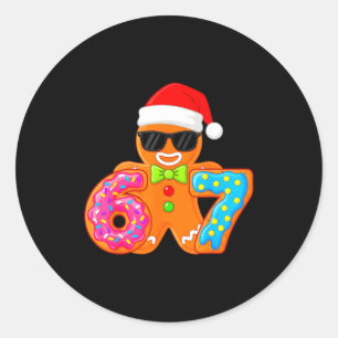 Funny Gingerbread Six Seven 67 Ice Cream Drip Chri Classic Round Sticker