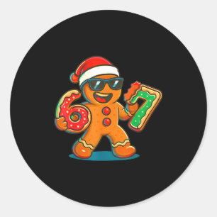 Funny Gingerbread Six Seven 67 Ice Cream Drip Chri Classic Round Sticker