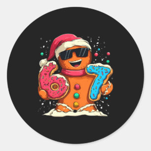 Funny Gingerbread Six Seven 67 Ice Cream Drip Chri Classic Round Sticker