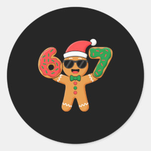 Funny Gingerbread Six Seven 67 Ice Cream Drip Chri Classic Round Sticker