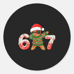Funny Gingerbread Six Seven 67 Ice Cream Drip Chri Classic Round Sticker