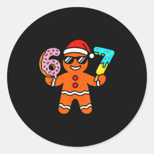Funny Gingerbread Six Seven 67 Ice Cream Drip Chri Classic Round Sticker
