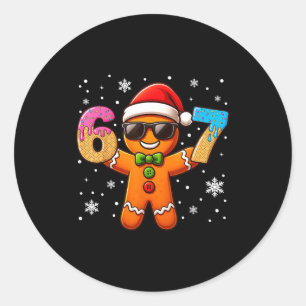 Funny Gingerbread Six Seven 67 Ice Cream Drip Chri Classic Round Sticker