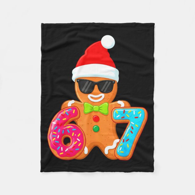 Funny Gingerbread Six Seven 67 Ice Cream Drip Chri Fleece Blanket (Front)