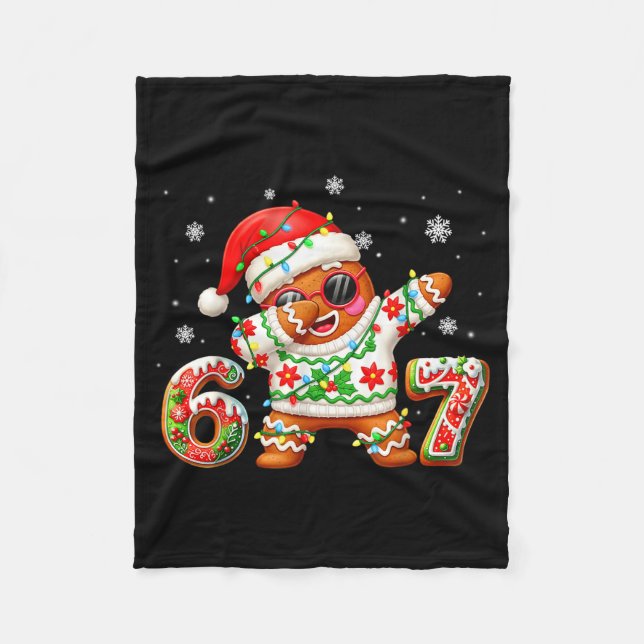 Funny Gingerbread Six Seven 67 Ice Cream Drip Chri Fleece Blanket (Front)