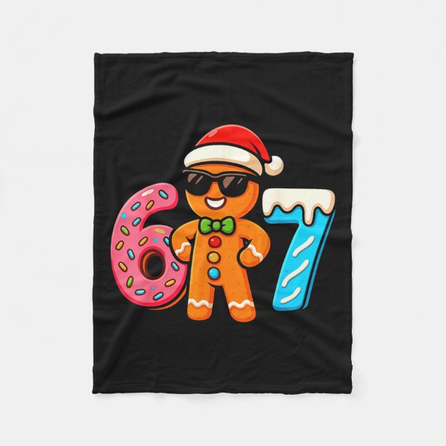Funny Gingerbread Six Seven 67 Ice Cream Drip Chri Fleece Blanket (Front)