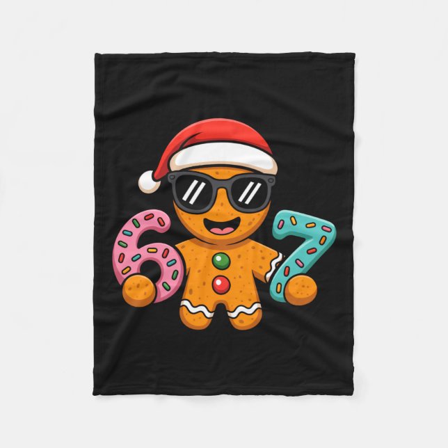 Funny Gingerbread Six Seven 67 Ice Cream Drip Chri Fleece Blanket (Front)