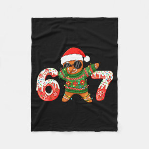 Funny Gingerbread Six Seven 67 Ice Cream Drip Chri Fleece Blanket
