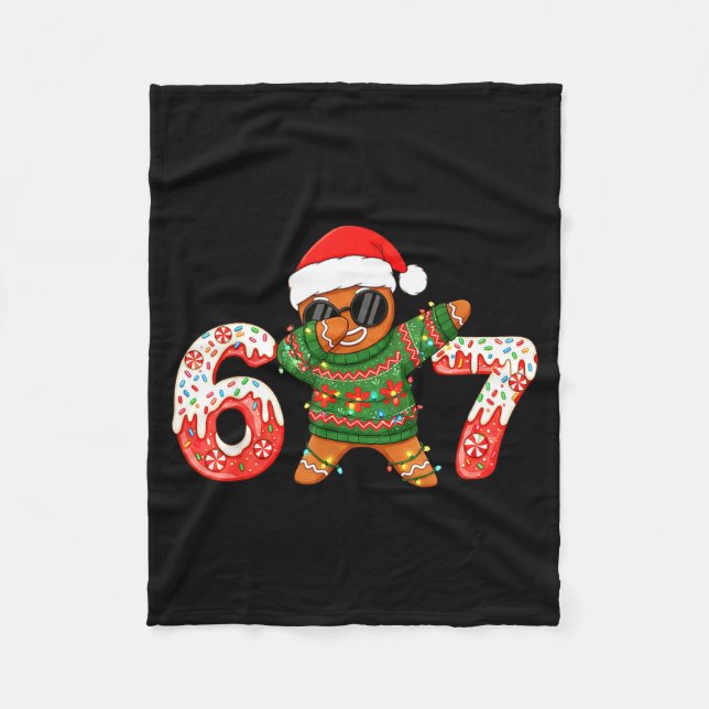 Funny Gingerbread Six Seven 67 Ice Cream Drip Chri Fleece Blanket (Front)
