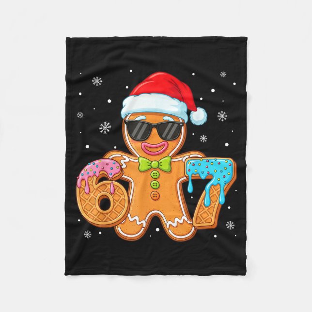Funny Gingerbread Six Seven 67 Ice Cream Drip Chri Fleece Blanket (Front)