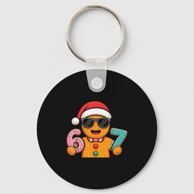 Funny Gingerbread Six Seven 67 Ice Cream Drip Chri Key Ring (Front)
