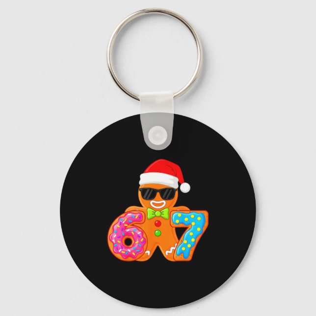 Funny Gingerbread Six Seven 67 Ice Cream Drip Chri Key Ring (Front)